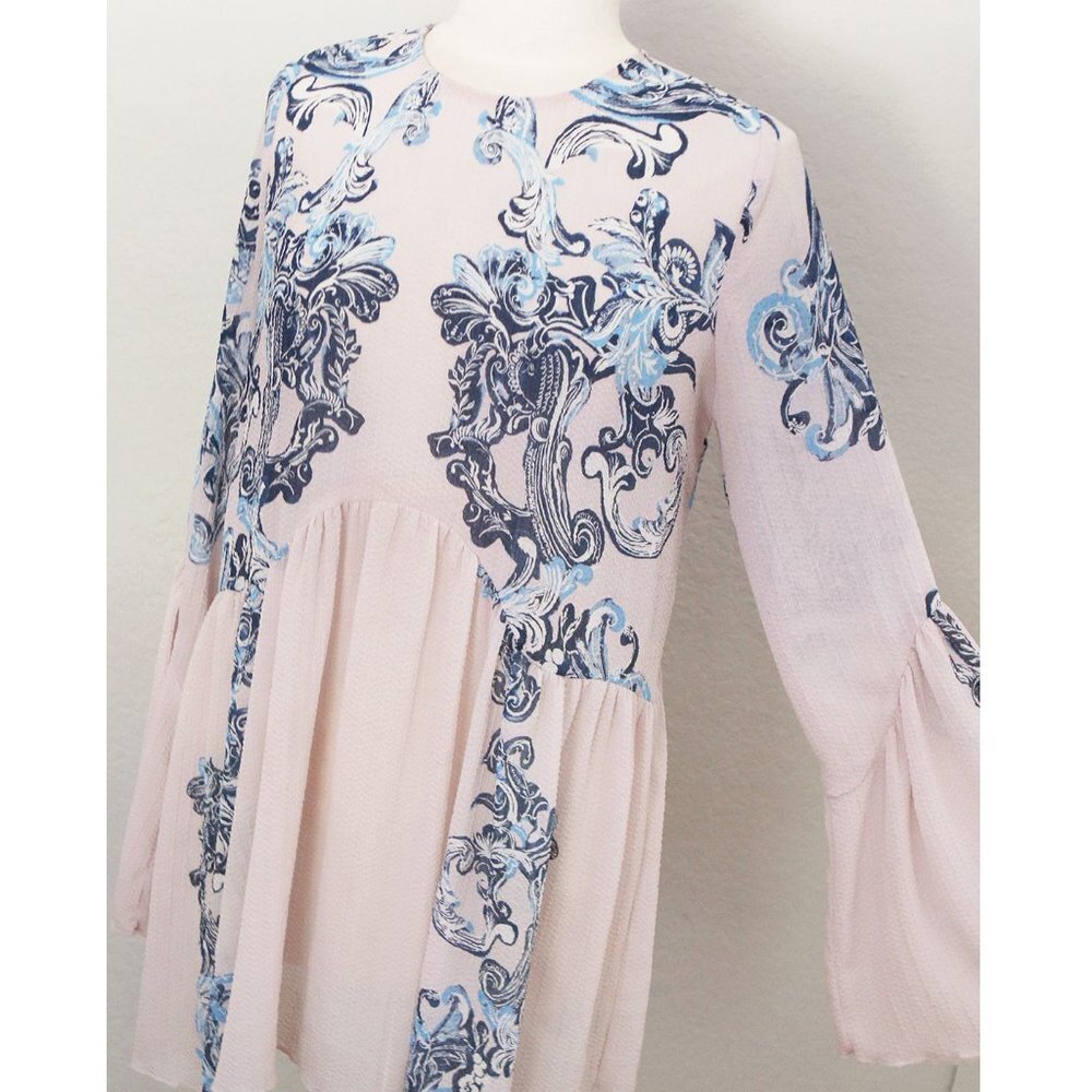 Free People Printed Symphony Sheer Swing Slip Dress in Petal Pink Combo S $98 - Picture 7 of 15